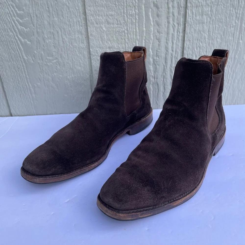 Allen Edmonds Liverpool Chelsea Dress Boot Mens 9.5 E 7525 Brown Suede‎ Leather